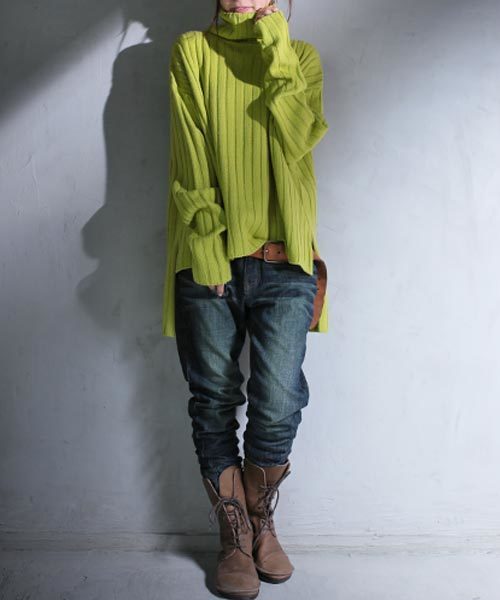 antiqua（アンティカ）の「リブ編みタートルニット（ニット/セーター・レディース・ベージュ/ブラック/イエロー・FREE）」の7枚目の写真