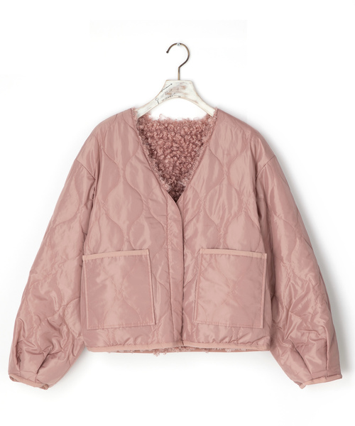 w closet(ダブルクローゼット)の「ファー×キルティングリバーシブルブルゾン(ブルゾン・レディース・ベージュ/ピンク・FREE)」の8枚目の写真
