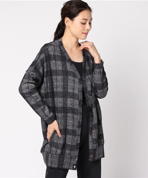 Barndoor バーンドア の Barndoor チェック柄ロングカーディガン カーディガン ボレロ Wear