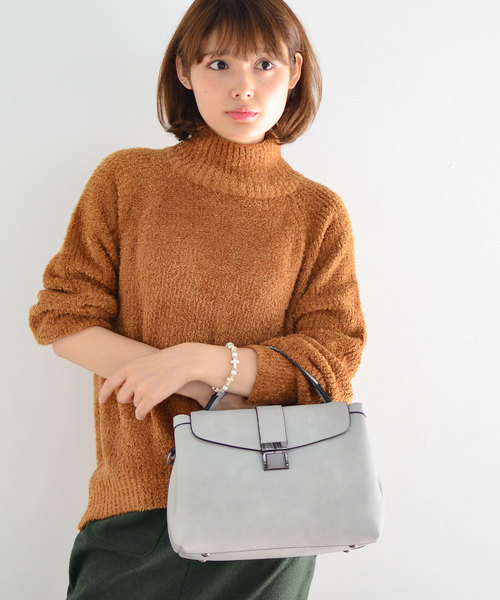 VitaFelice（ヴィータフェリーチェ）の「ワンハンドル2wayフラップハンドバッグ（ショルダーバッグ・レディース・グレー/ブルー/ピンク/ブラック・FREE）」の2枚目の写真