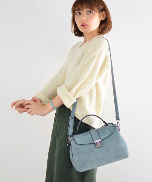 VitaFelice（ヴィータフェリーチェ）の「ワンハンドル2wayフラップハンドバッグ（ショルダーバッグ・レディース・グレー/ブルー/ピンク/ブラック・FREE）」の3枚目の写真