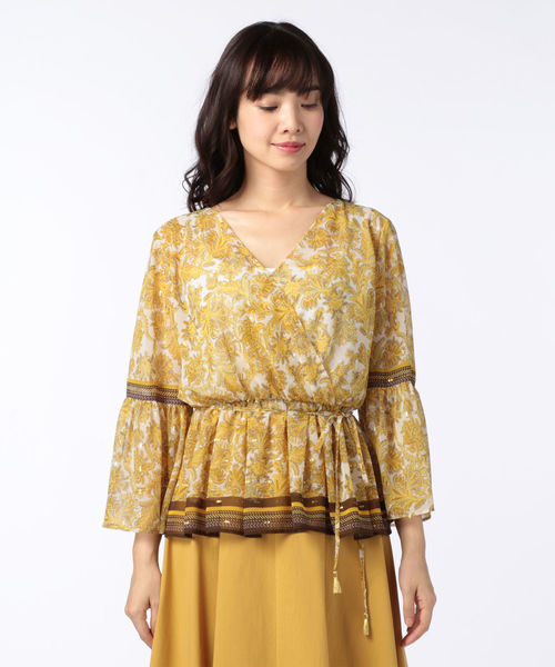 NOLLEY’S(ノーリーズ)の「オーナメント柄ブラウス(シャツ/ブラウス・レディース・ブルー系その他/イエロー系その他・38/36)」の4枚目の写真