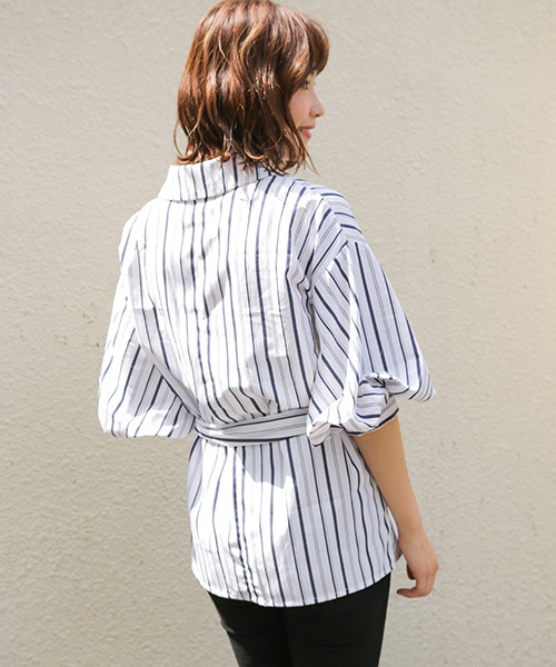 apres jour（アプレジュール）の「ストライプBIGシャツ【ZOZOTOWN限定アイテム】（シャツ/ブラウス・レディース・レッド/ベージュ/ネイビー・フリー）」の6枚目の写真