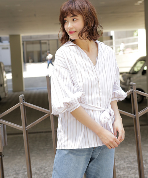 apres jour（アプレジュール）の「ストライプBIGシャツ【ZOZOTOWN限定アイテム】（シャツ/ブラウス・レディース・レッド/ベージュ/ネイビー・フリー）」の10枚目の写真