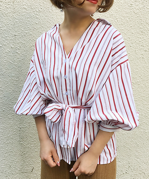 apres jour（アプレジュール）の「ストライプBIGシャツ【ZOZOTOWN限定アイテム】（シャツ/ブラウス・レディース・レッド/ベージュ/ネイビー・フリー）」の16枚目の写真