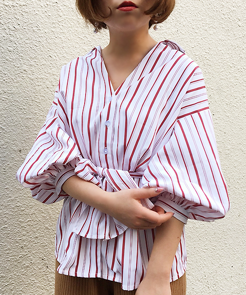 apres jour（アプレジュール）の「ストライプBIGシャツ【ZOZOTOWN限定アイテム】（シャツ/ブラウス・レディース・レッド/ベージュ/ネイビー・フリー）」の17枚目の写真