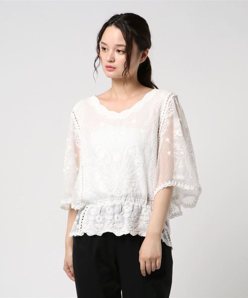 cawaii（カワイイ）の「楽園に咲くシアーな花柄のレースブラウス。（シャツ/ブラウス・レディース・ホワイト・FREE）」の21枚目の写真