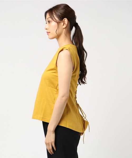 SLOBE IENA(スローブイエナ)の「バックレースアップノースリーブプルオーバー◆(Tシャツ/カットソー・レディース・ホワイト/カーキ/イエロー・FREE)」の6枚目の写真