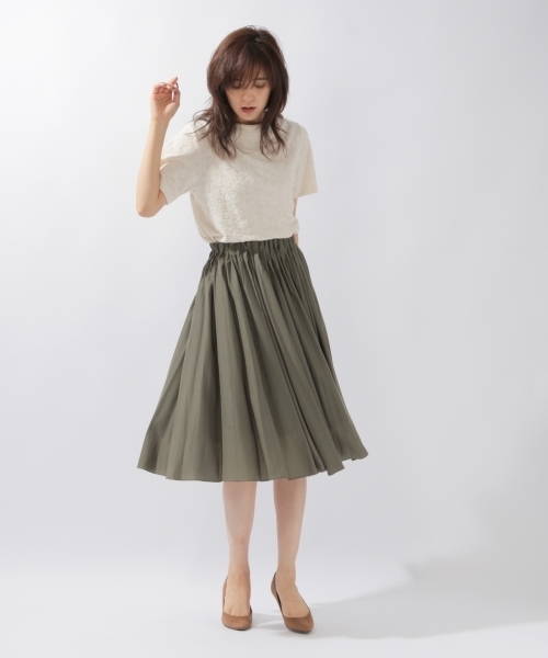 laboratory work（ラボラトリーワーク）の「レーヨン混タックスカート（スカート・レディース・ライトグレー/カーキ/ダークオレンジ/ネイビー・MEDIUM）」の3枚目の写真