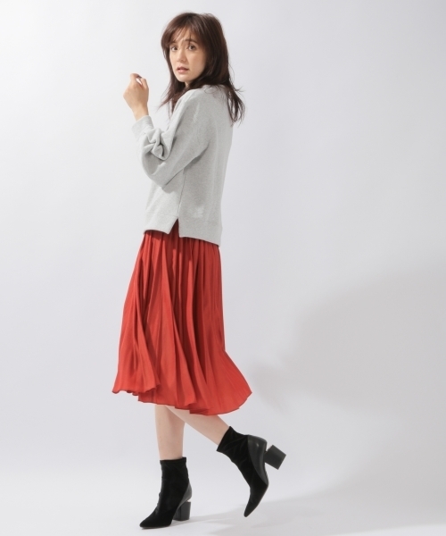 laboratory work（ラボラトリーワーク）の「レーヨン混タックスカート（スカート・レディース・ライトグレー/カーキ/ダークオレンジ/ネイビー・MEDIUM）」の4枚目の写真