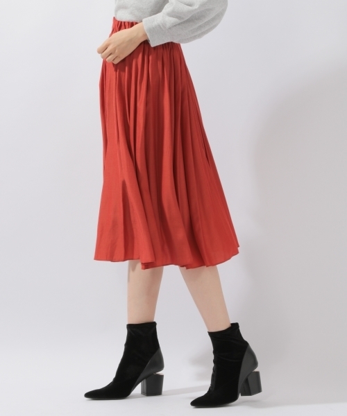 laboratory work（ラボラトリーワーク）の「レーヨン混タックスカート（スカート・レディース・ライトグレー/カーキ/ダークオレンジ/ネイビー・MEDIUM）」の6枚目の写真