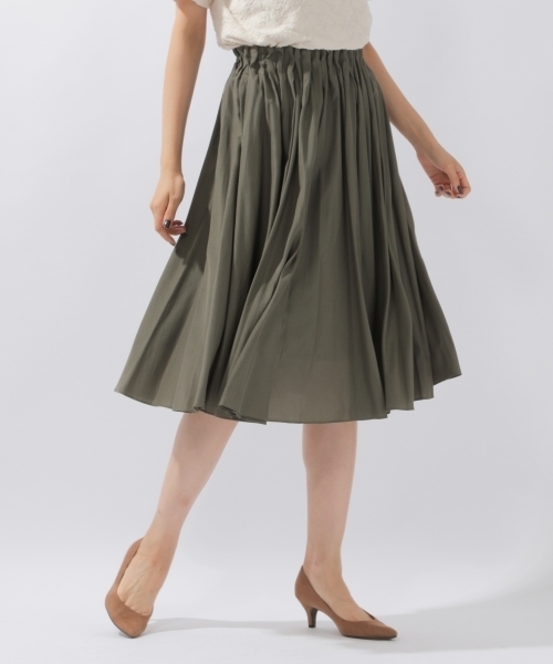 laboratory work（ラボラトリーワーク）の「レーヨン混タックスカート（スカート・レディース・ライトグレー/カーキ/ダークオレンジ/ネイビー・MEDIUM）」の7枚目の写真