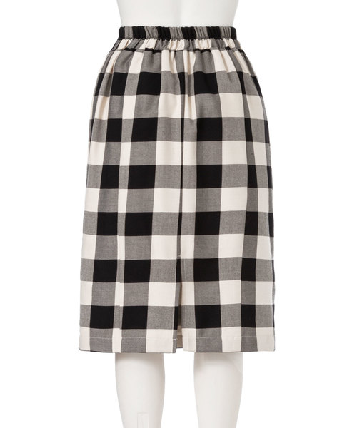 夢展望(ユメテンボウ)の「ブロックチェックボタン付き膝丈タイトスカート(スカート・レディース・ブラック/パープル/グリーン・MEDIUM/LARGE)」の5枚目の写真