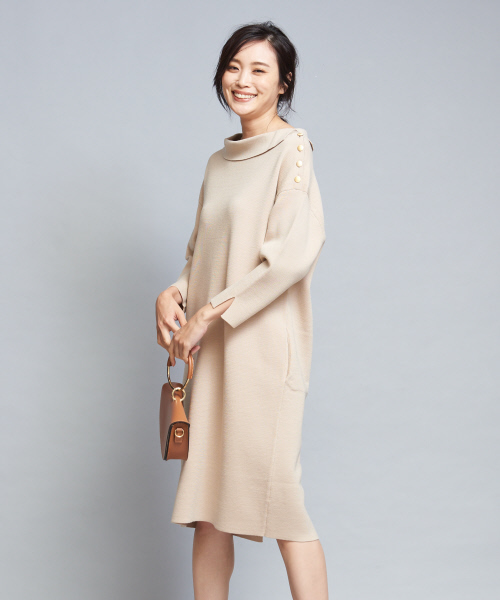 Qualite カリテ の ミラノリブロールカラーニットワンピース ワンピース Wear