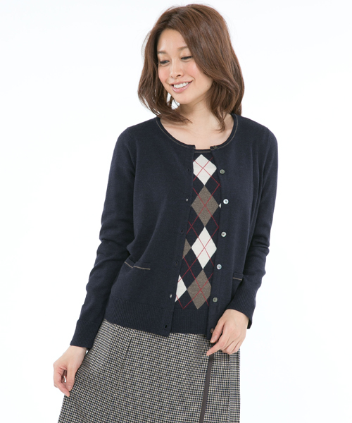 かつきち様専用 J.PRESS アーガイル柄 ニット ジップカーディガン L （ジェイプレス）の「アーガイルニットアンサンブル