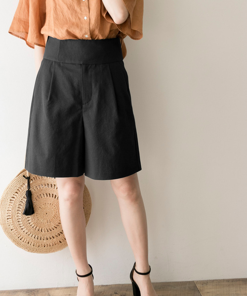 URBAN RESEARCH(アーバンリサーチ)の「ハイウエストハーフパンツ(パンツ)」|ブラック