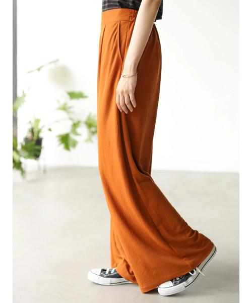 AMERICAN HOLIC（アメリカンホリック）の「前タックストレートカットワイドパンツ　＊（その他パンツ・レディース・ブラック/ベージュ/カーキ/オレンジ・M/L）」の9枚目の写真