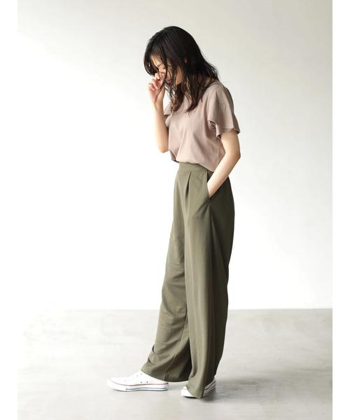 AMERICAN HOLIC（アメリカンホリック）の「前タックストレートカットワイドパンツ　＊（その他パンツ・レディース・ブラック/ベージュ/カーキ/オレンジ・M/L）」の18枚目の写真