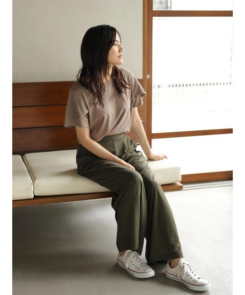 AMERICAN HOLIC（アメリカンホリック）の「前タックストレートカットワイドパンツ　＊（その他パンツ・レディース・ブラック/ベージュ/カーキ/オレンジ・M/L）」の20枚目の写真