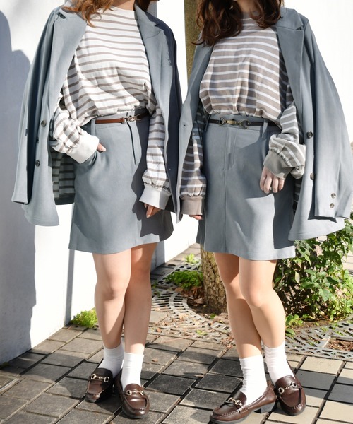 PairPair（ペアペア）の「ベーシック台形スカート(セットアップ)（スカート・レディース・ライトベージュ/ブルーグレー/モカ・FREE）」の6枚目の写真