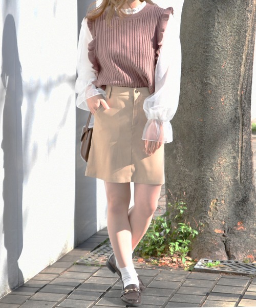 PairPair（ペアペア）の「ベーシック台形スカート(セットアップ)（スカート・レディース・ライトベージュ/ブルーグレー/モカ・FREE）」の7枚目の写真