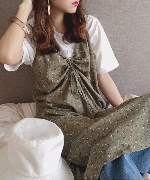 Heather（ヘザー）の「レトロコバナガラキャミワンピース　887123（ワンピース・レディース・ブラウン系その他/ベージュ系その他/グリーン系その他・FREE）」の3枚目の写真