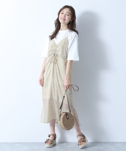 Heather（ヘザー）の「レトロコバナガラキャミワンピース　887123（ワンピース・レディース・ブラウン系その他/ベージュ系その他/グリーン系その他・FREE）」の4枚目の写真