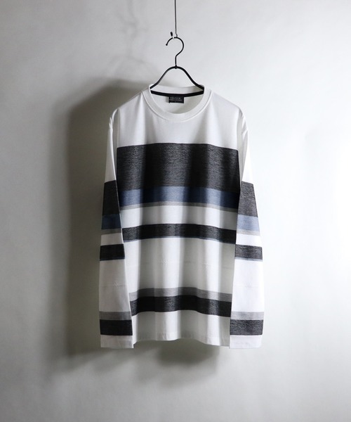 Confirm(コンファーム)の「Confirm / コンファーム へリンボーンボーダーロンT(Tシャツ/カットソー・メンズ・ブラック/ベージュ/ネイビー/ワイン・M/L)」の4枚目の写真