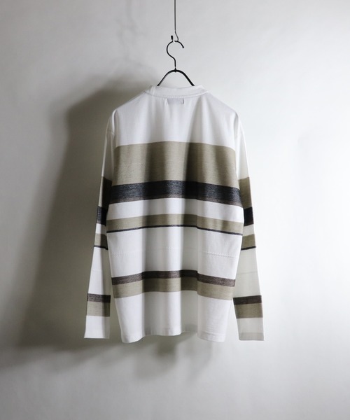Confirm(コンファーム)の「Confirm / コンファーム へリンボーンボーダーロンT(Tシャツ/カットソー・メンズ・ブラック/ベージュ/ネイビー/ワイン・M/L)」の6枚目の写真