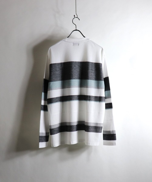 Confirm(コンファーム)の「Confirm / コンファーム へリンボーンボーダーロンT(Tシャツ/カットソー・メンズ・ブラック/ベージュ/ネイビー/ワイン・M/L)」の8枚目の写真