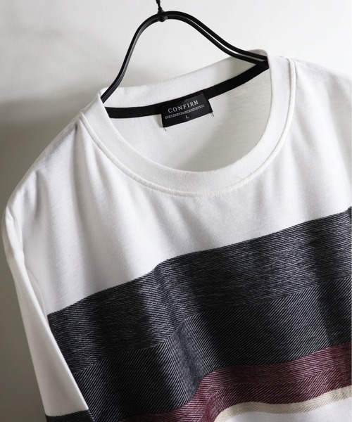 Confirm(コンファーム)の「Confirm / コンファーム へリンボーンボーダーロンT(Tシャツ/カットソー・メンズ・ブラック/ベージュ/ネイビー/ワイン・M/L)」の13枚目の写真