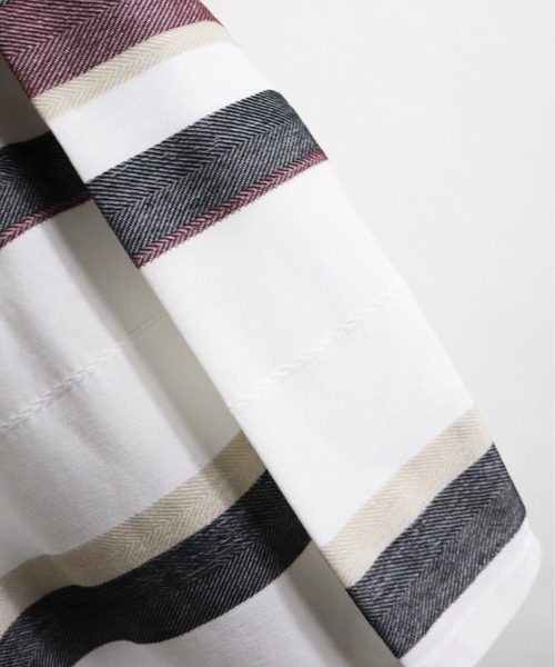 Confirm(コンファーム)の「Confirm / コンファーム へリンボーンボーダーロンT(Tシャツ/カットソー・メンズ・ブラック/ベージュ/ネイビー/ワイン・M/L)」の9枚目の写真