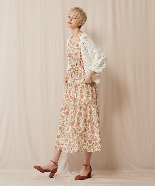 セール ワンピース ドレス Supreme La La シュープリームララ のファッション ワンピース オリジナルプリント オリジナルプリント サラサバックボタンティアードワンピース ワンピース 限定セットの