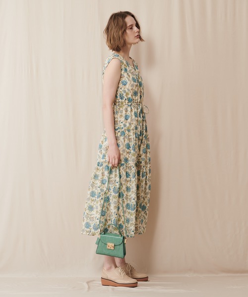 オリジナルプリント オリジナルプリント サラサバックボタンティアードワンピース