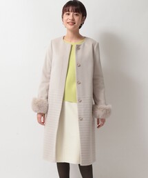 アンゴラ袖ファーロングコート