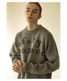 MASSNOUN | 『MASSNOUN/マスノウン』SAFETY LETTERING WOOL KNIT/韓国ブランド セーフティー レターリング ウール ニット プルオーバー(ニット/セーター)