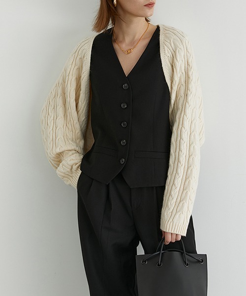 Fano Studios(ファノ ストゥディオズ)の「【Fano Studios】Cable knit bolero FD20S128(カーディガン/ボレロ・レディース・アイボリー・L/M/S)」の6枚目の写真