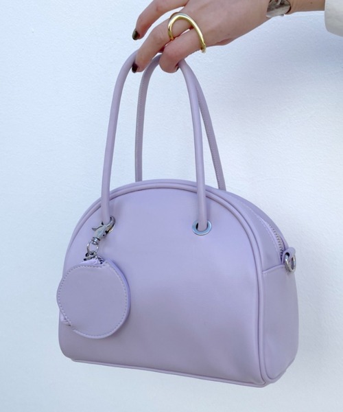 mystic（ミスティック）の「ポーチ付ボストンBAG（ボストンバッグ・レディース・アイボリー/ブラック/パープル/ピンク・FREE）」の4枚目の写真