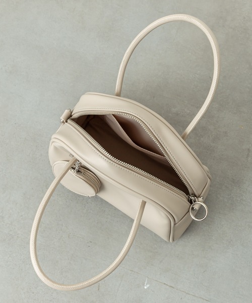 mystic（ミスティック）の「ポーチ付ボストンBAG（ボストンバッグ・レディース・アイボリー/ブラック/パープル/ピンク・FREE）」の6枚目の写真