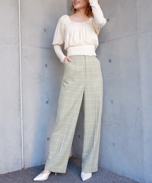 SPIRALGIRL（スパイラルガール）の「オフショルダーパフスリーブトップス（Tシャツ/カットソー・レディース・ブラック/パープル/オフホワイト/グリーン・FREE）」の20枚目の写真