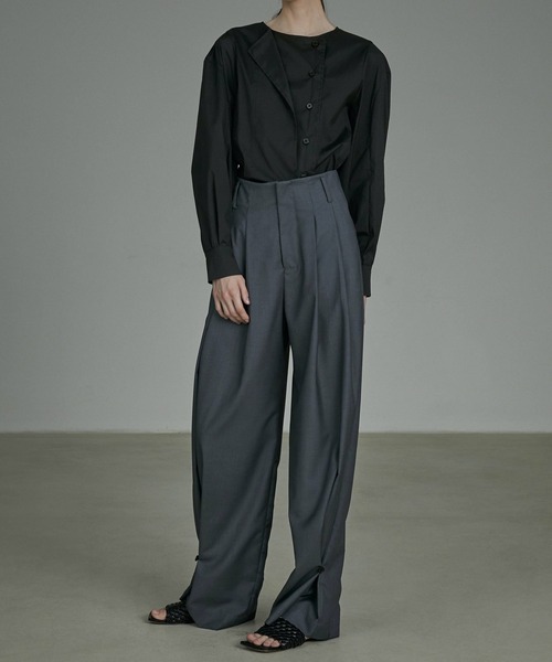 UNSPOKEN（アンスポクン）の「【UNSPOKEN】Hem tack slacks UQ20K016（スラックス・レディース・ダークグレー・M/S/L）」の6枚目の写真