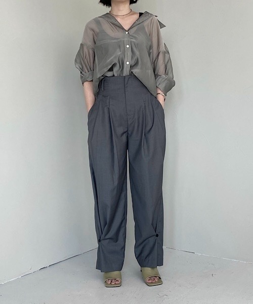 UNSPOKEN（アンスポクン）の「【UNSPOKEN】Hem tack slacks UQ20K016（スラックス・レディース・ダークグレー・M/S/L）」の14枚目の写真