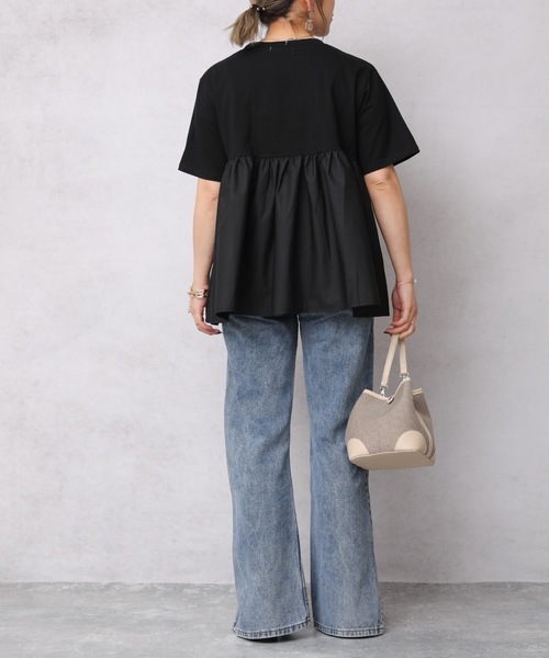 Bonjour Sagan（ボンジュールサガン）の「裾フリルTEE【ZOZO限定アイテム】（Tシャツ/カットソー・レディース・ホワイト/ブラック・FREE）」の7枚目の写真