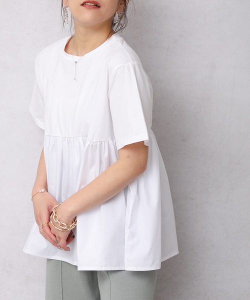 Bonjour Sagan（ボンジュールサガン）の「裾フリルTEE【ZOZO限定アイテム】（Tシャツ/カットソー・レディース・ホワイト/ブラック・FREE）」の8枚目の写真