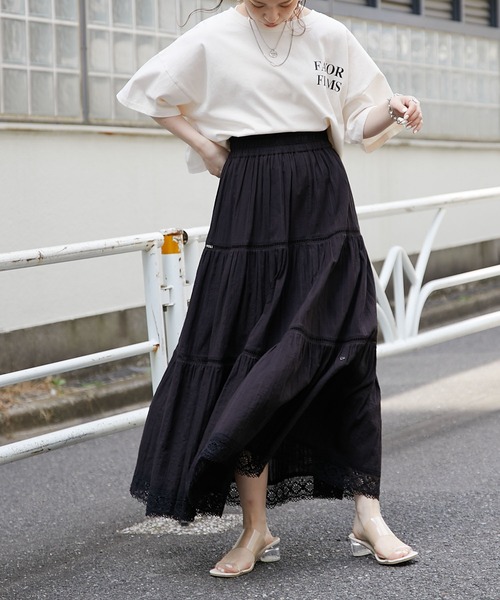 Chico（チコ）の「ショート丈バックロゴダメージTシャツ（Tシャツ/カットソー・レディース・ホワイト/チャコールグレー/ブラック/ピンク/ホワイト系その他・FREE）」の12枚目の写真