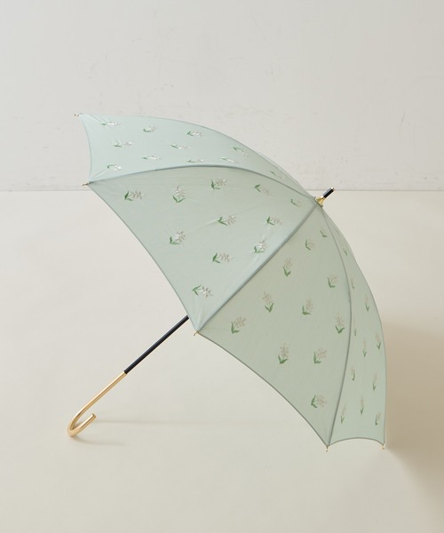 natural couture(ナチュラルクチュール)の「お花刺繍(晴雨兼用)傘(長傘・レディース・ネイビー/ブラック/ミント/ベージュ・FREE)」の13枚目の写真