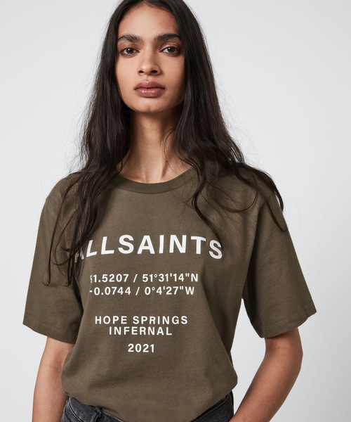 ALLSAINTS（オールセインツ）の「CO-ORDINATES BOYFRIEND T-SHIRT | CO-ORDINATES ボーイフレンド Tシャツ（Tシャツ/カットソー・レディース・グリーン系/ブラック/ホワイト・M/S/XS）」の3枚目の写真