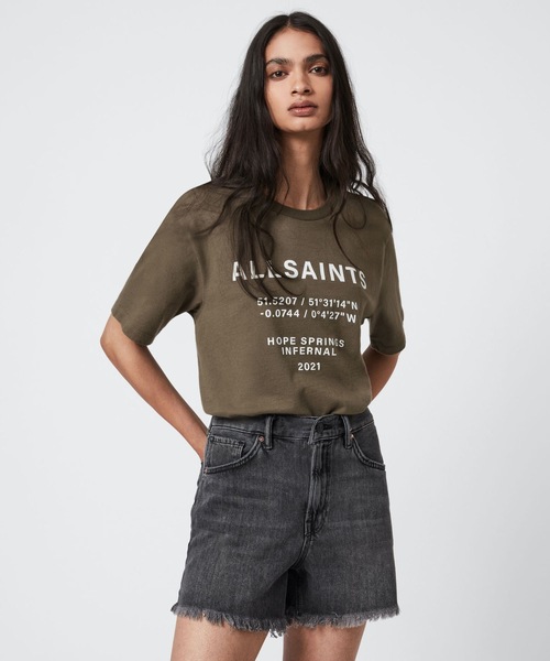 ALLSAINTS（オールセインツ）の「CO-ORDINATES BOYFRIEND T-SHIRT | CO-ORDINATES ボーイフレンド Tシャツ（Tシャツ/カットソー・レディース・グリーン系/ブラック/ホワイト・M/S/XS）」の8枚目の写真