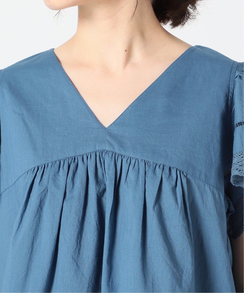 SLOBE IENA(スローブイエナ)の「コットンボイルラッフルスリーブブラウス【手洗い可能】◆(シャツ/ブラウス・レディース・ブルー系その他/ホワイト/パープル/ブラック・FREE)」の17枚目の写真