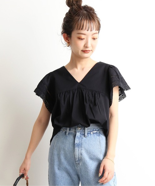 IENA - SLOBE IENA♡今季 即完売 スカラップ ブラウス セール】コットンボイルラッフルスリーブブラウス【手洗い可能